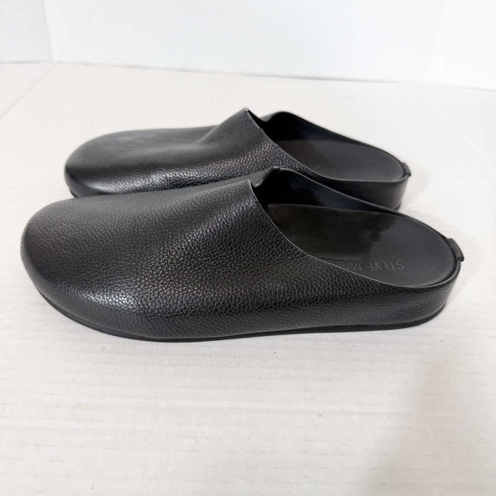 Steve Madden Womens Fern Black Leather Minimalist Casual Slip On Mule Size 7 - Picture 2 of 7